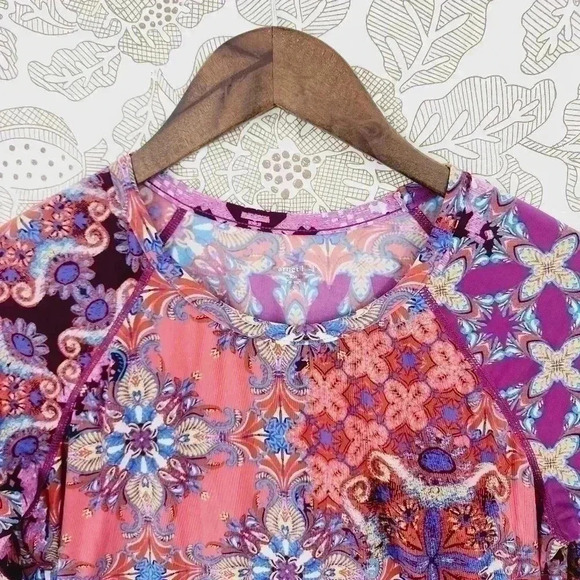 Garnet Hill Paisley Printed Crewneck Long sleeve T Shirt Stretched S Women's - Picture 3 of 7